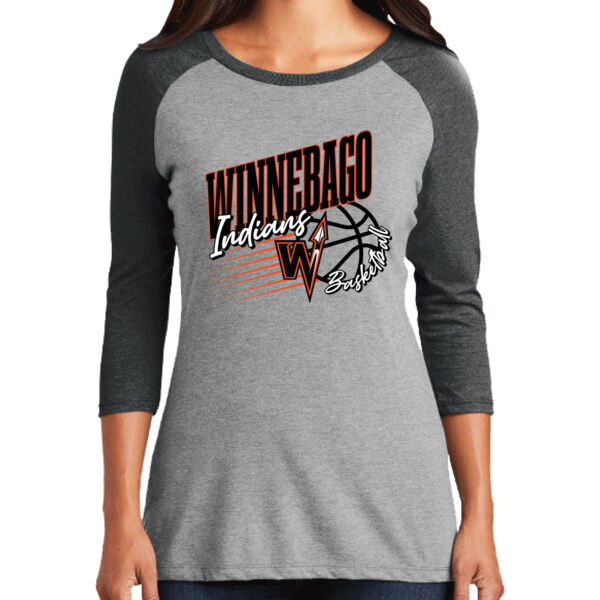 Lady Indians Basketball 2026 Logo 1 - Women's Perfect Tri ® 3/4 Sleeve Raglan Thumbnail