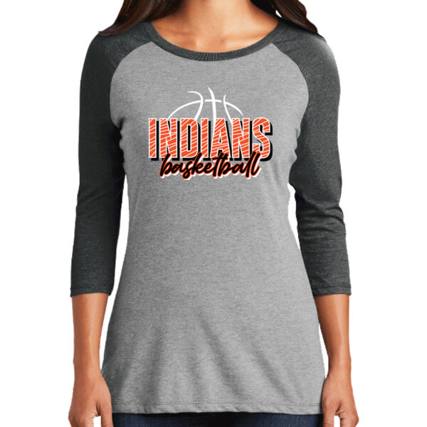 Lady Indians Basketball 2026 Logo 2 - Women's Perfect Tri ® 3/4 Sleeve Raglan Thumbnail