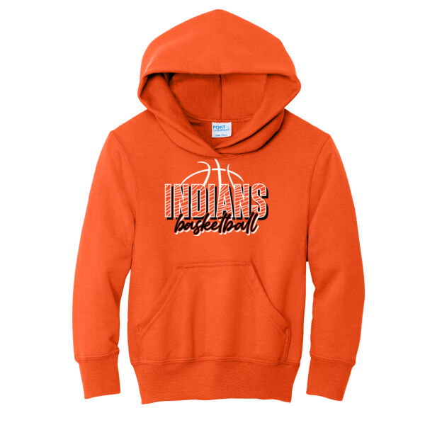 Lady Indians Basketball 2026 Logo 2 - Youth Core Fleece Pullover Hooded Sweatshirt Thumbnail