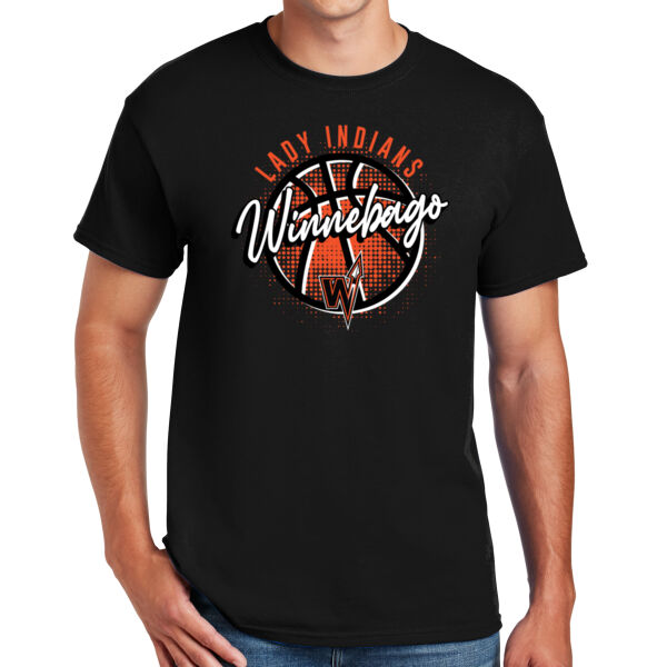 Lady Indians Basketball 2026 Logo 3 - DryBlend ® 50 Cotton/50 Poly T Shirt Thumbnail