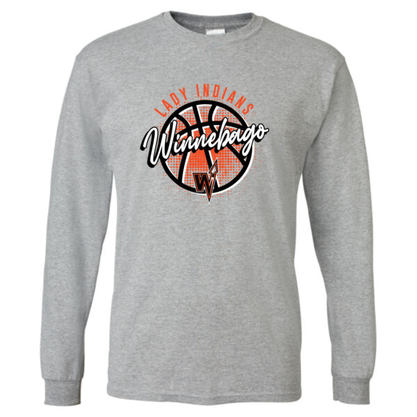 Lady Indians Basketball 2026 Logo 3 - DryBlend® 50/50 Long Sleeve T-Shirt Thumbnail