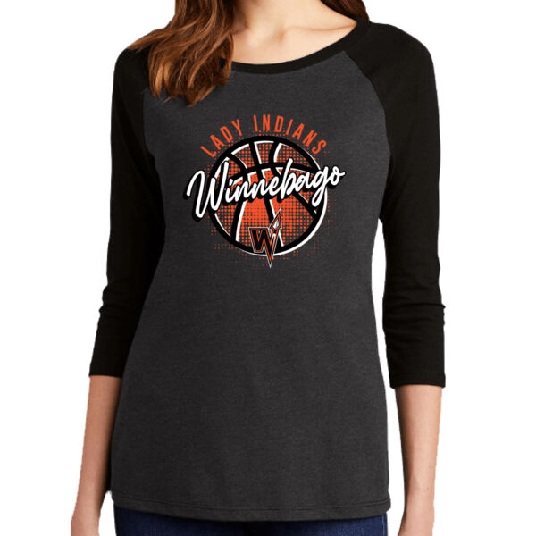 Lady Indians Basketball 2026 Logo 3 - Women's Perfect Tri ® 3/4 Sleeve Raglan Thumbnail