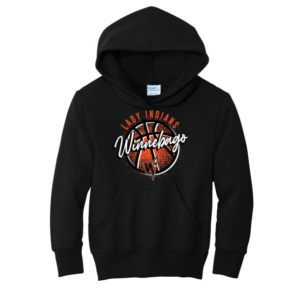 Lady Indians Basketball 2026 Logo 3 - Youth Core Fleece Pullover Hooded Sweatshirt Thumbnail